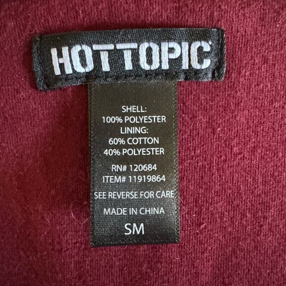 Hot Topic Burgundy Teddy Jacket Zip Front | Size S - Picture 6 of 7